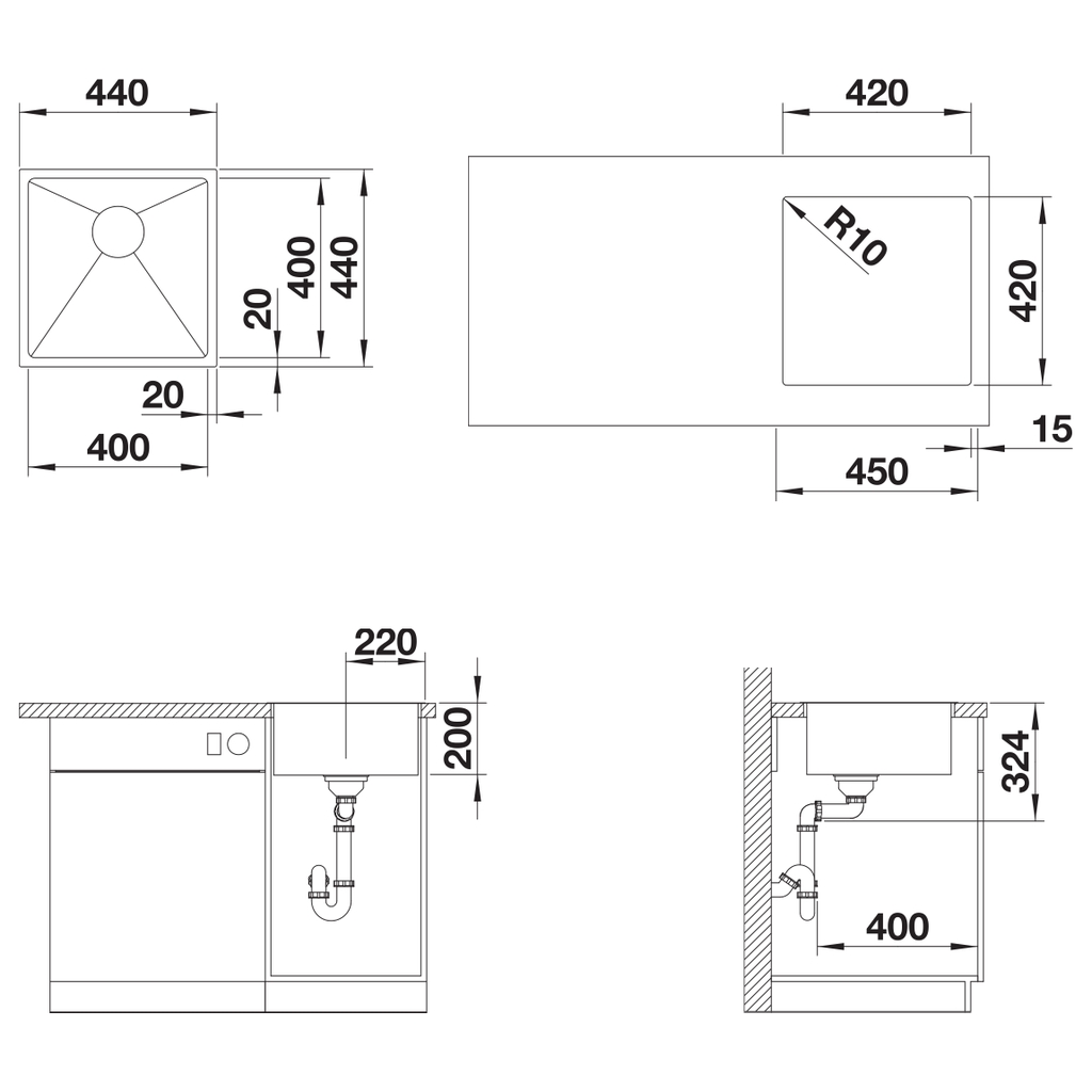 Chậu rửa bát Blanco Quatrus R15 400-IU 235641