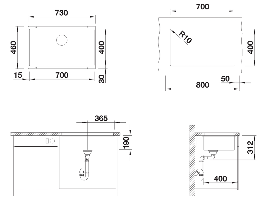 Chậu rửa bát Blanco Subline 700-U