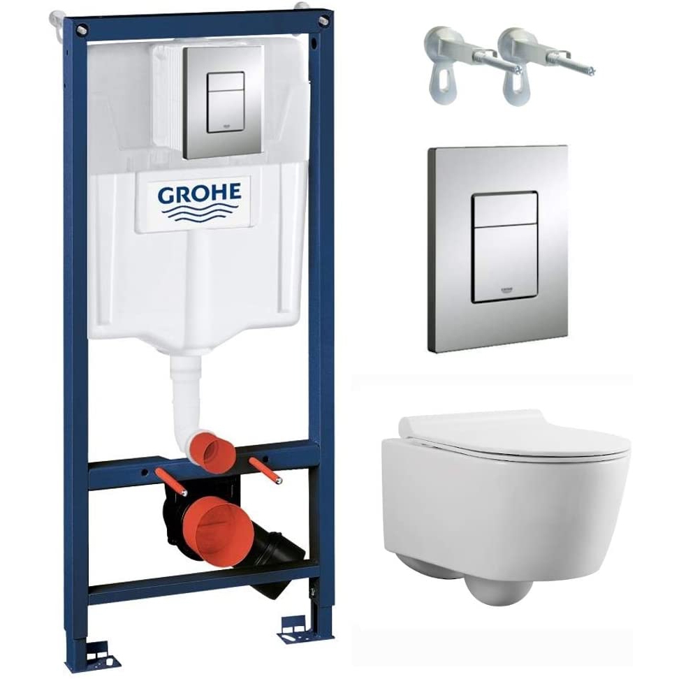 Combo Bồn cầu treo tường, két âm, mặt nhấn xả Grohe Vela Rapid SL