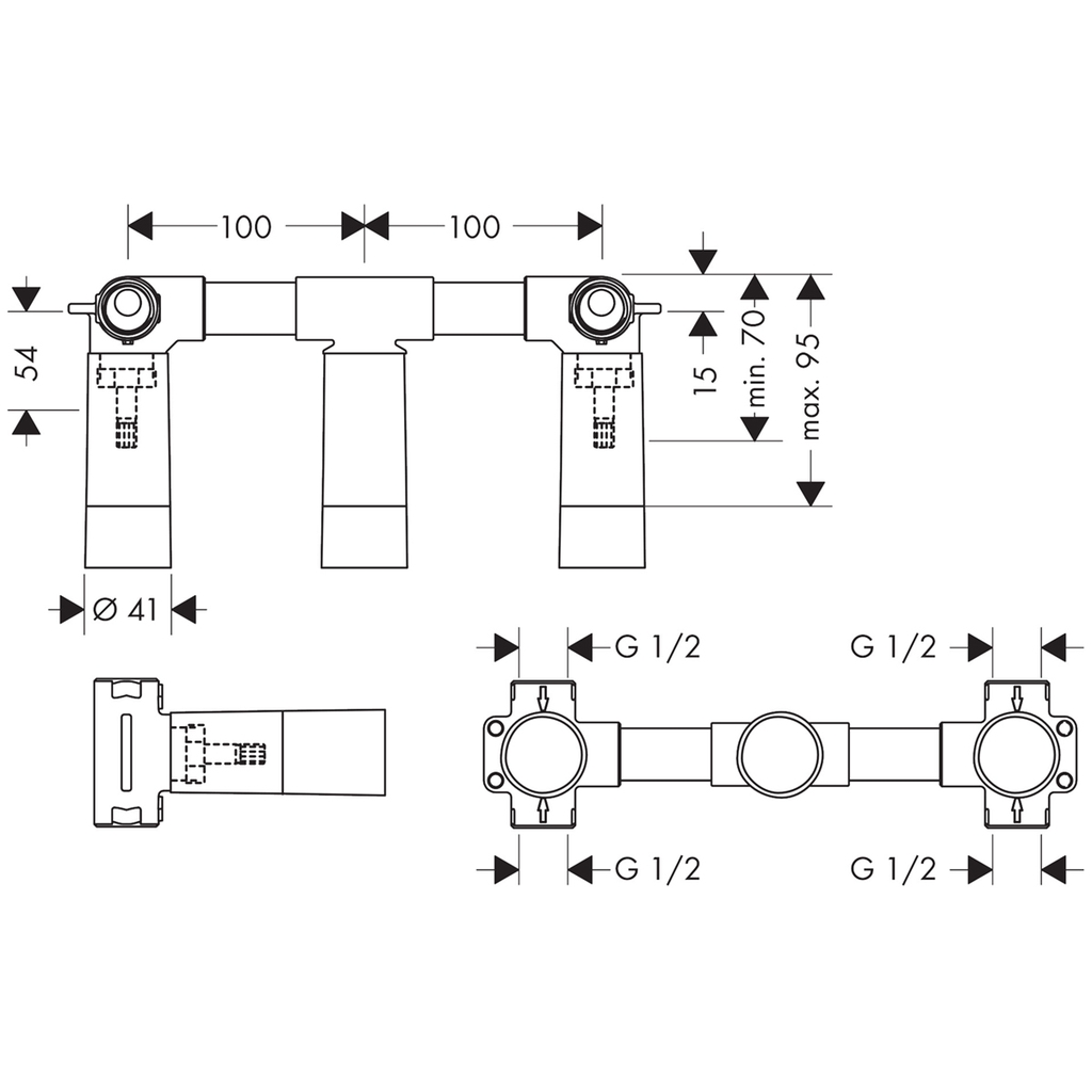 Vòi lavabo âm tường Axor Citterio M 3-Loch 34313000 + Đế âm Axor 10303180