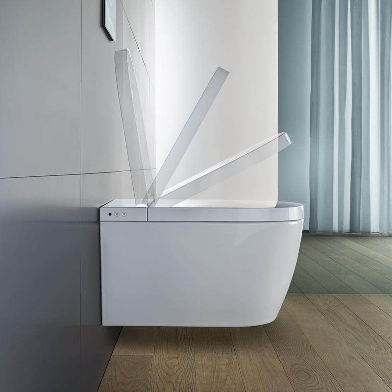 Combo Bồn cầu thông minh Duravit SensoWash® Starck f Plus Compact + Két âm + mặt nhấn
