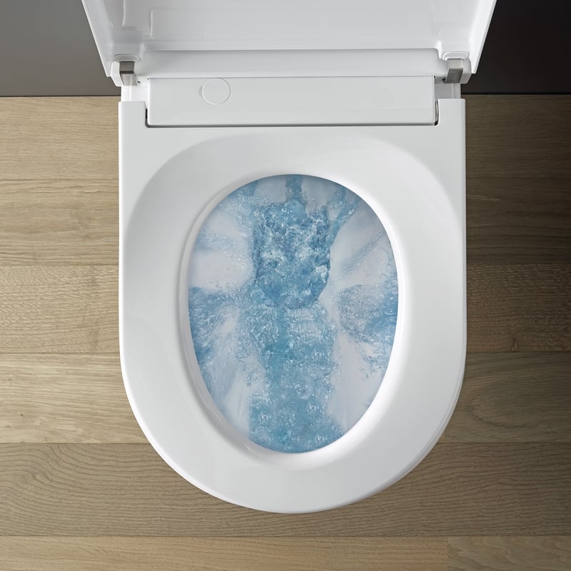 Combo Bồn cầu thông minh Duravit SensoWash® Starck f Plus Compact + Két âm + mặt nhấn