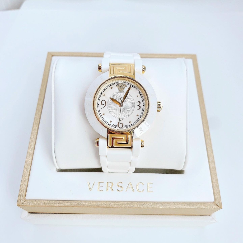 Đồng hồ Versace Women's Reve MOP Ceramic Bezel Rubber Band Watch