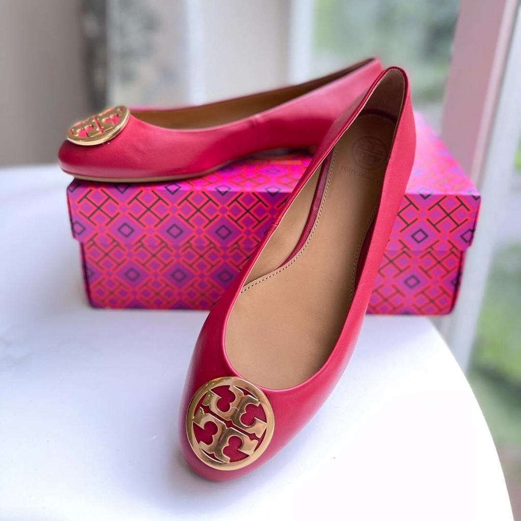 GIÀY TORYBURCH RED STONE/GOLD BENTON BALLET FLATS