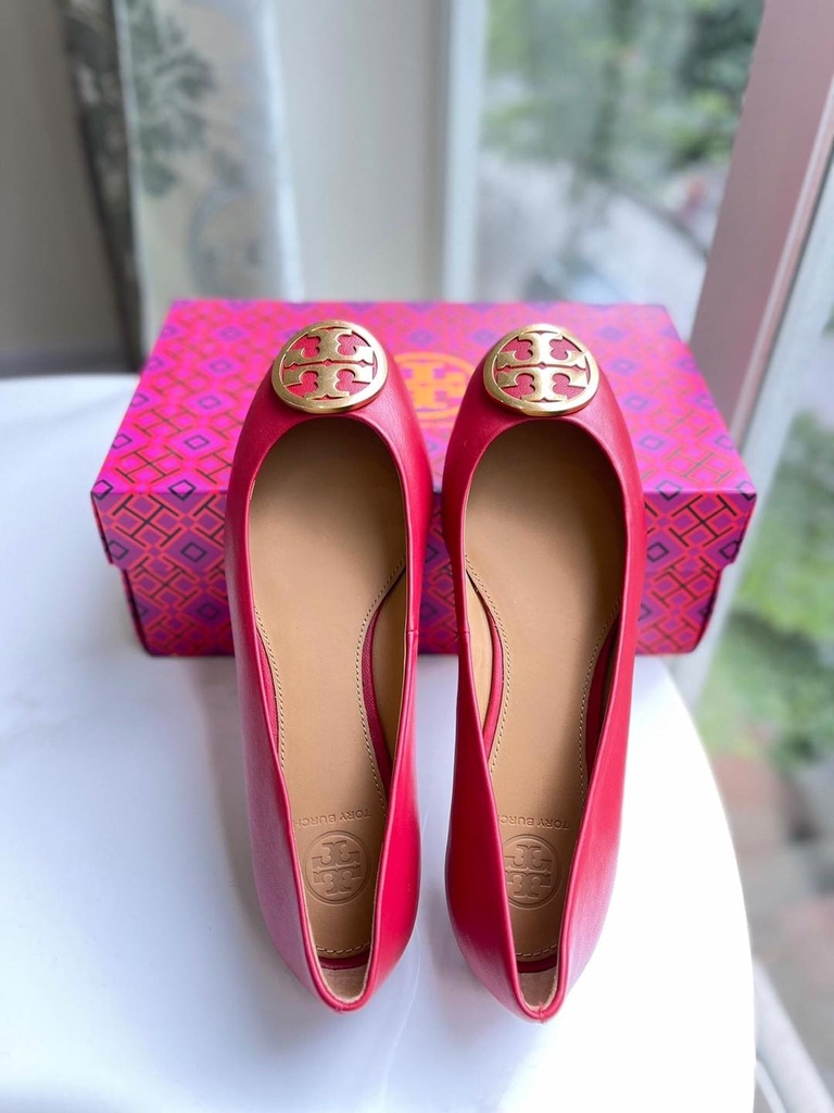 GIÀY TORYBURCH RED STONE/GOLD BENTON BALLET FLATS