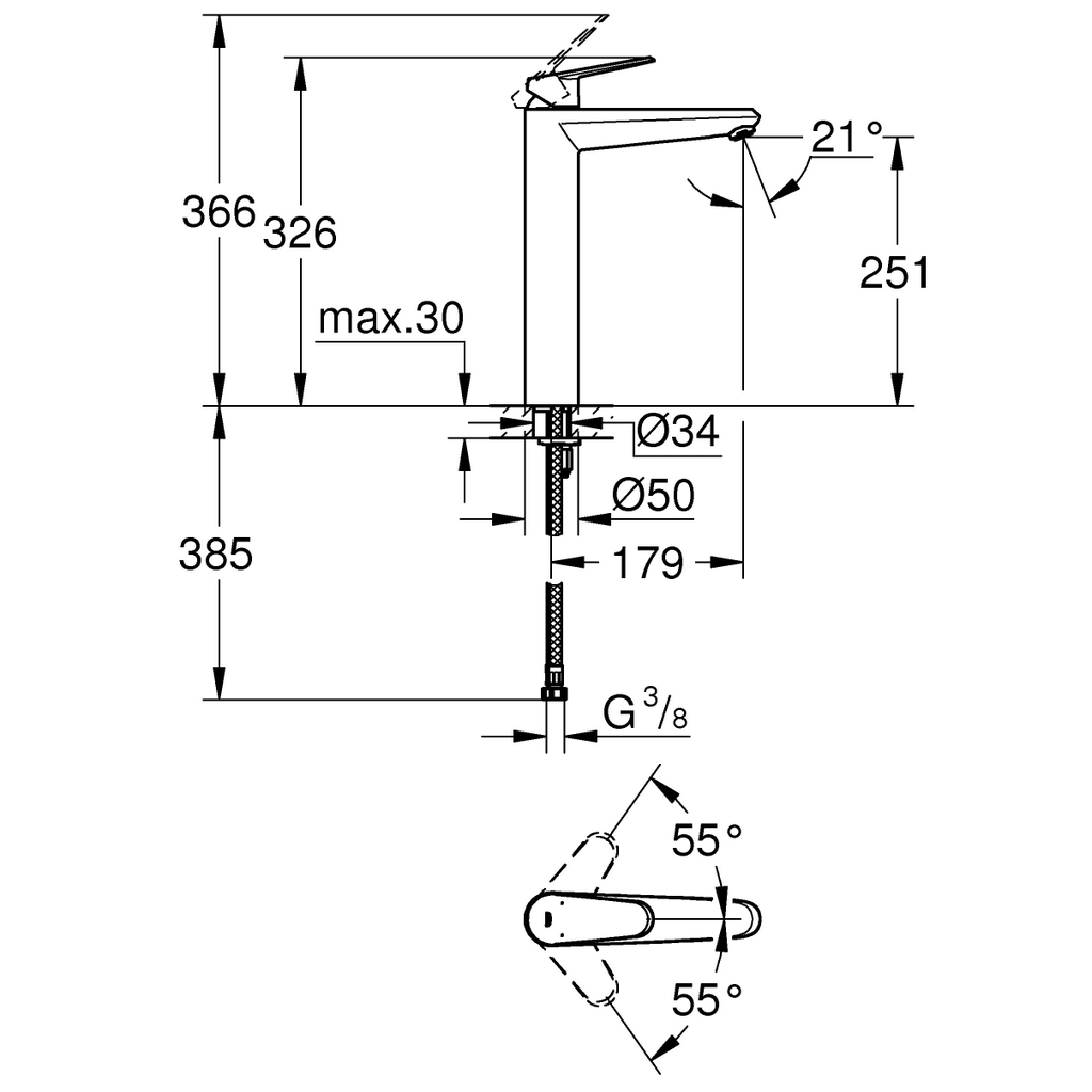 Vòi Lavabo Grohe Eurodisc Cosmopolitan XL 23432000