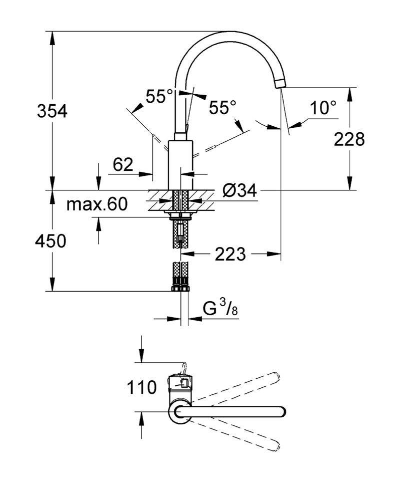 Vòi rửa bát Grohe Eurosmart Cosmopolitan