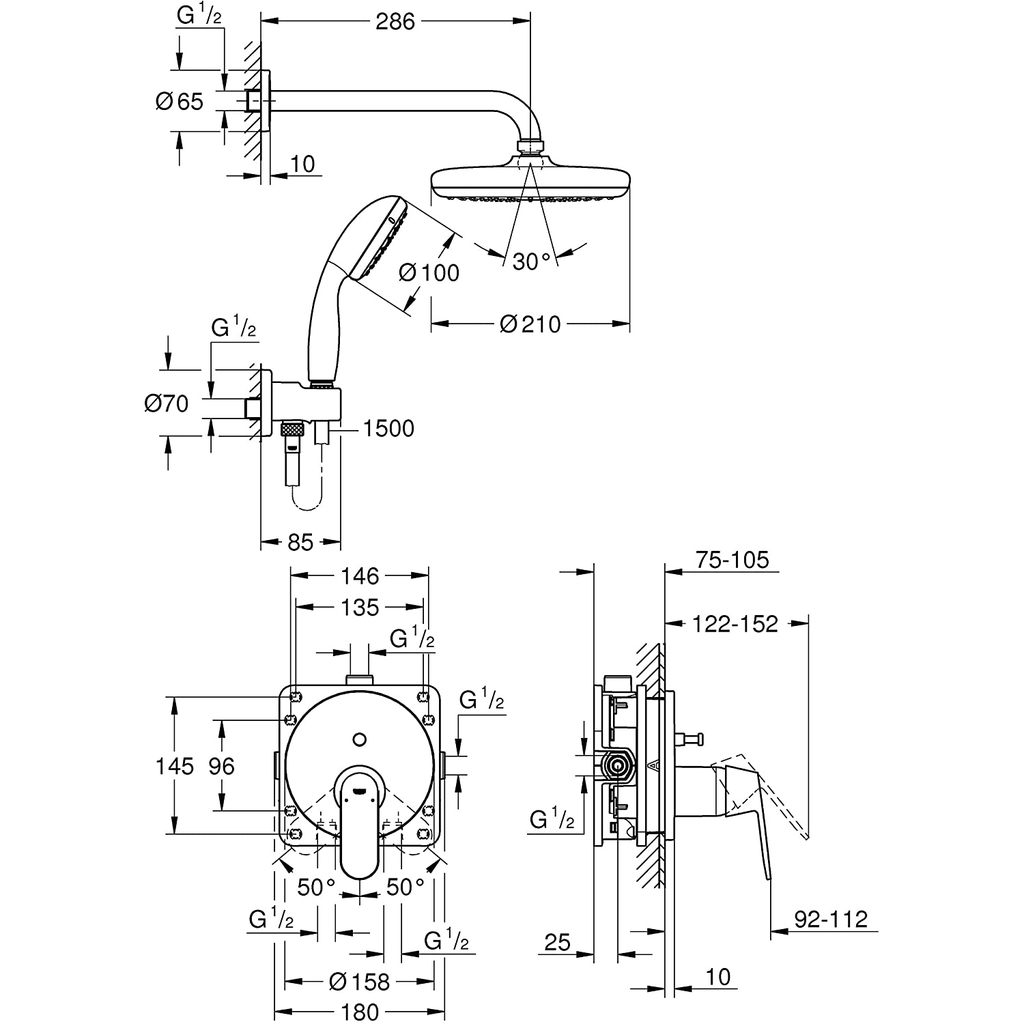 Sen tắm âm tường Grohe Eurosmart Cosmopolitan 25219001