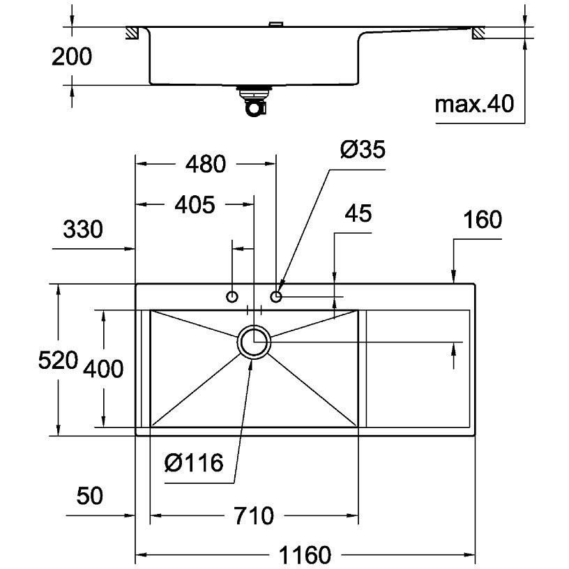 Chậu rửa bát Grohe K1000