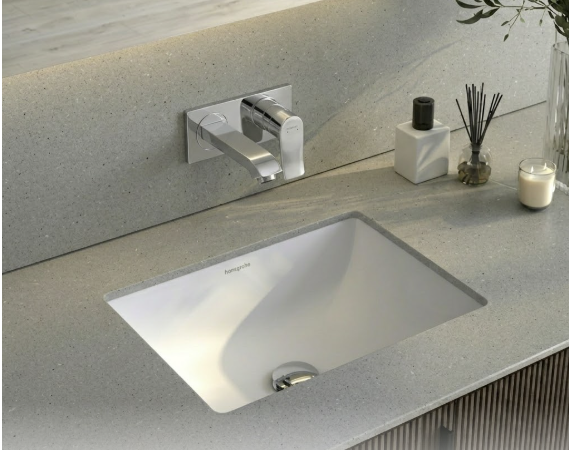 Combo vòi lavabo âm tường Hansgrohe Metris 31251000 chrom + đế âm