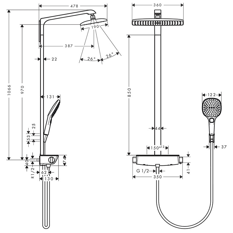 Sen cây Hansgrohe Raindance Select E360 1jet 27112000