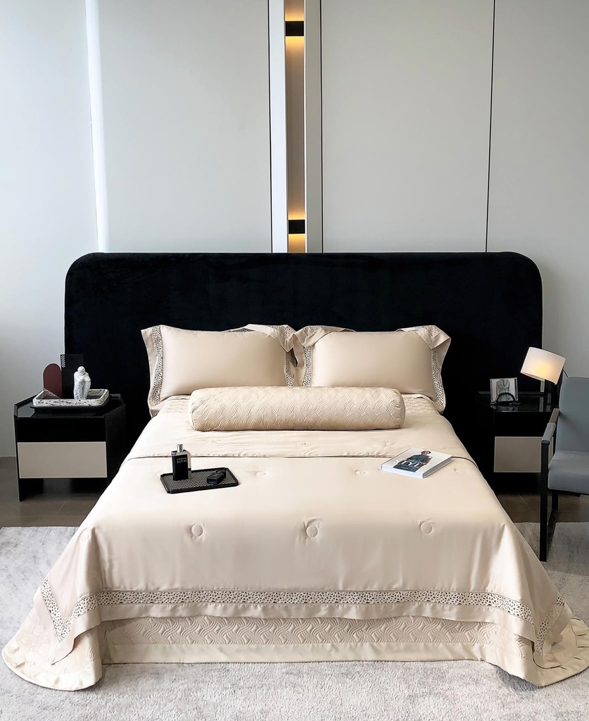 Set chăn ga gối 5 món Tencel 120s Lovewe 2024 (ga trần phủ)