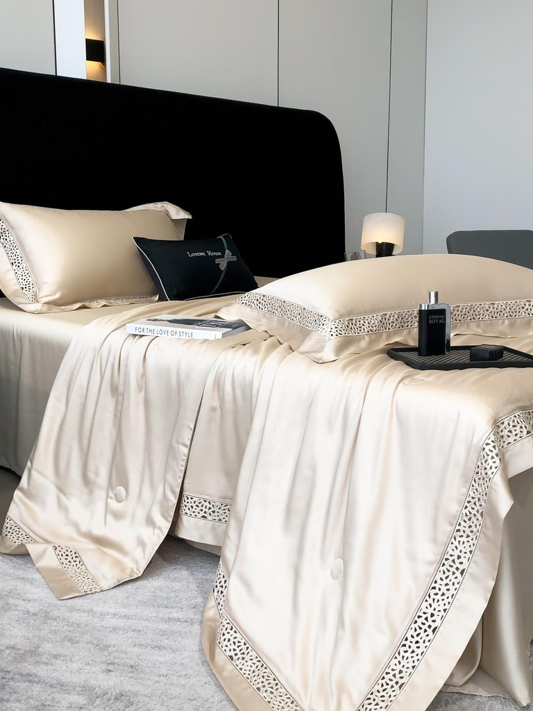Set chăn ga gối 5 món Tencel 120s Lovewe 2024 (ga trần phủ)