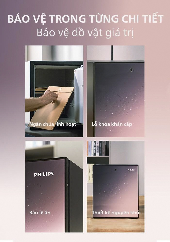 Két sắt chống cháy Philips SBX501-4C0 (54Kg) - Bảo mật vân tay, Tiêu chuẩn Mỹ