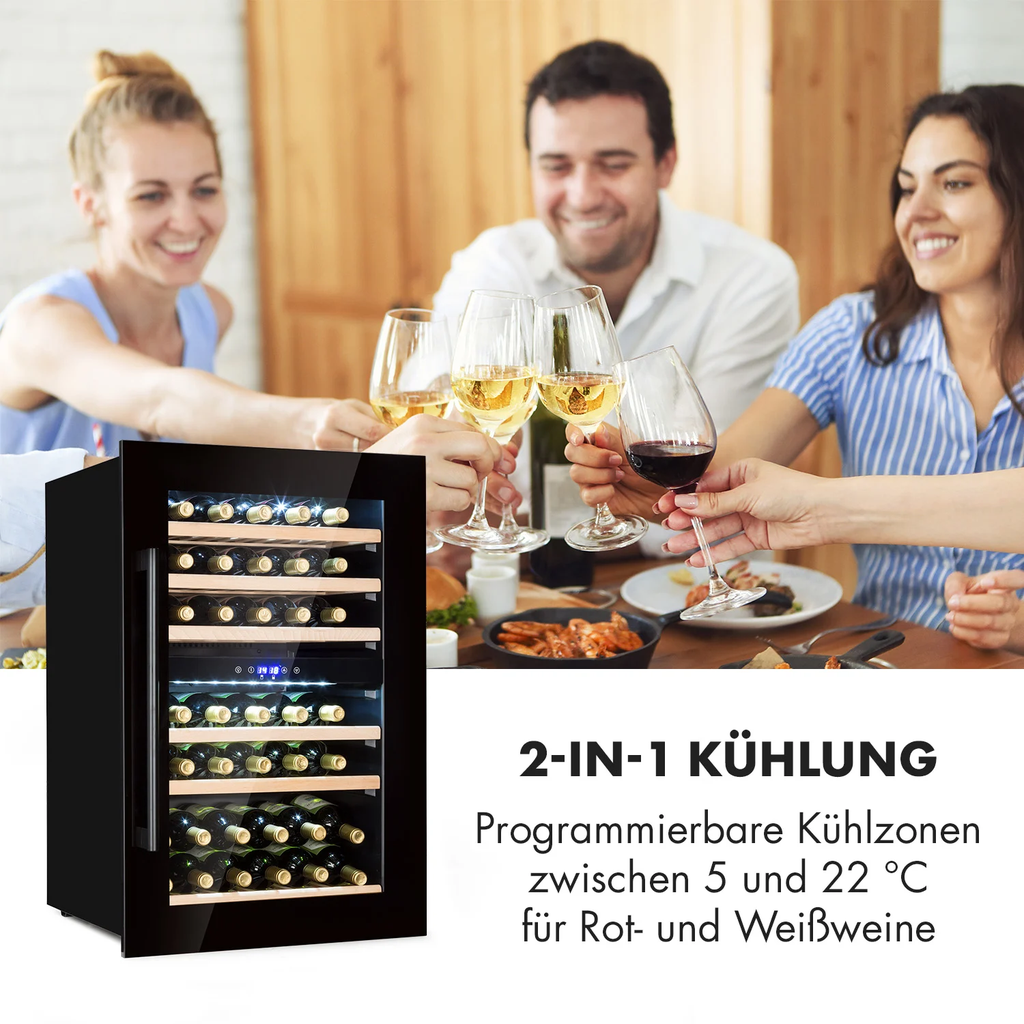 Tủ bảo quản rượu vang Klarstein Vinsider 41 Built-in Duo Onyx Edition âm tủ