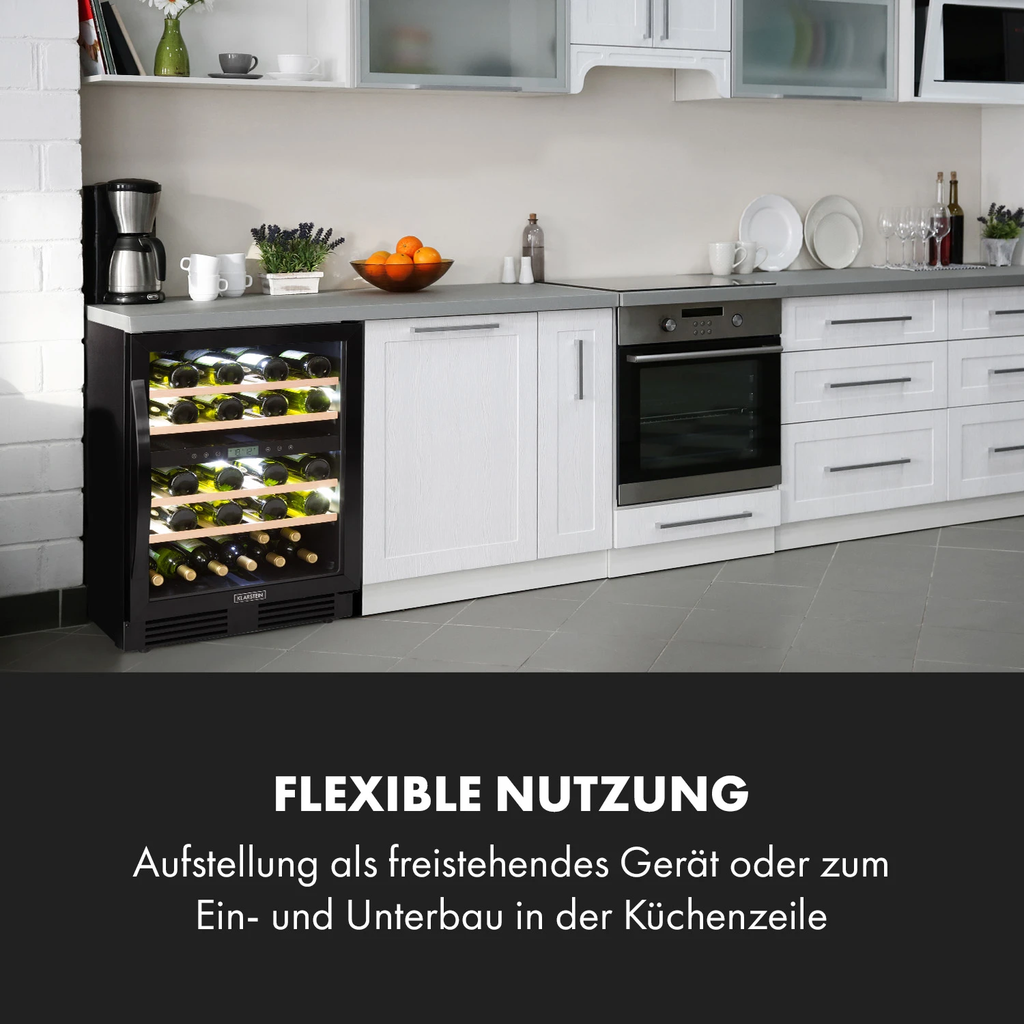 Tủ bảo quản rượu vang Klarstein Vinovilla 43 Built-In Duo Onyx