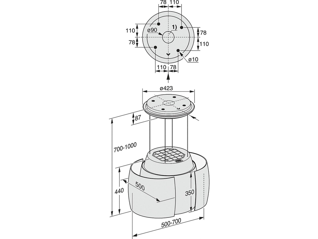 Hút mùi đảo Miele DA 7378 D Aura 4.0