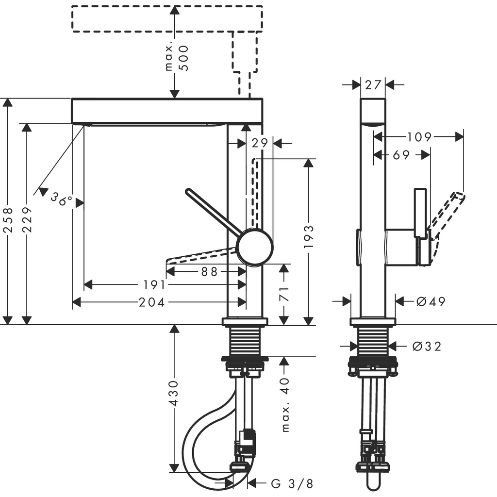 Vòi lavabo Hansgrohe Finoris 76063000