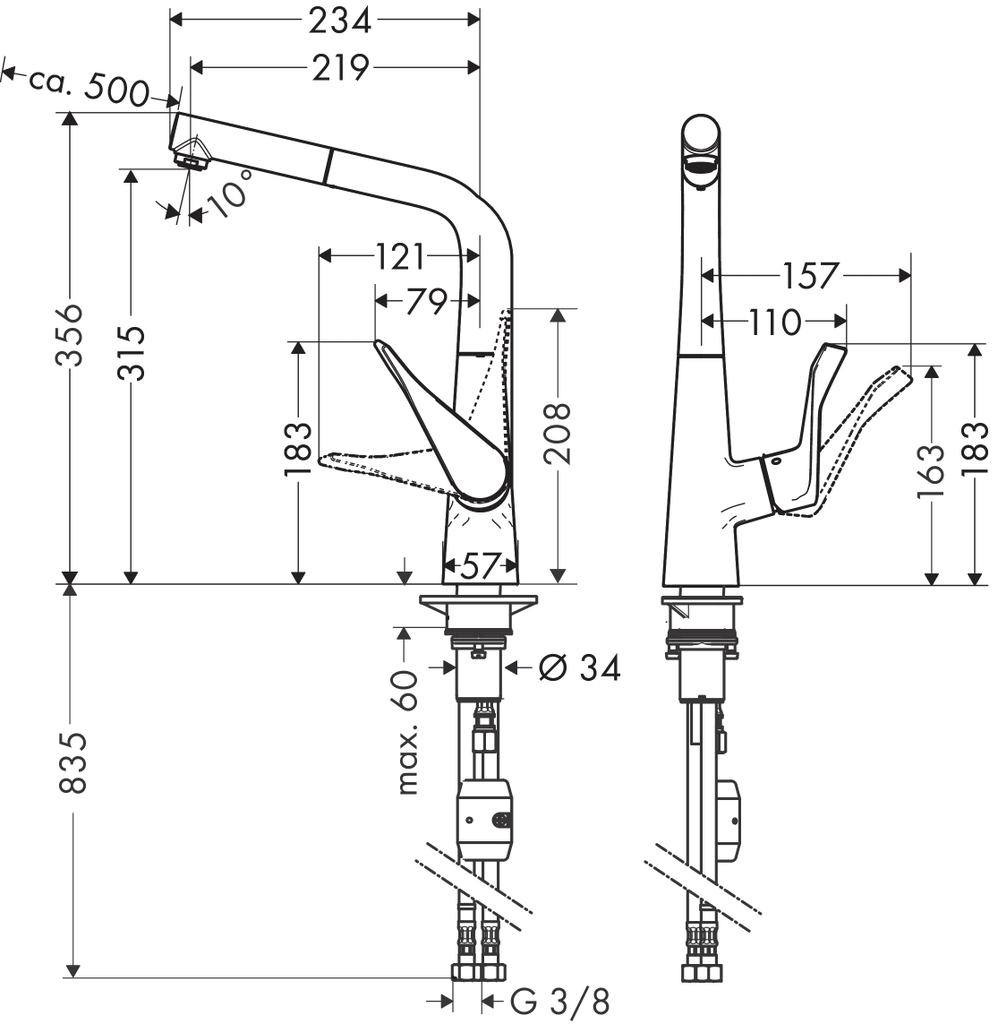 Vòi rửa bát Hansgrohe Metris M71 14821000