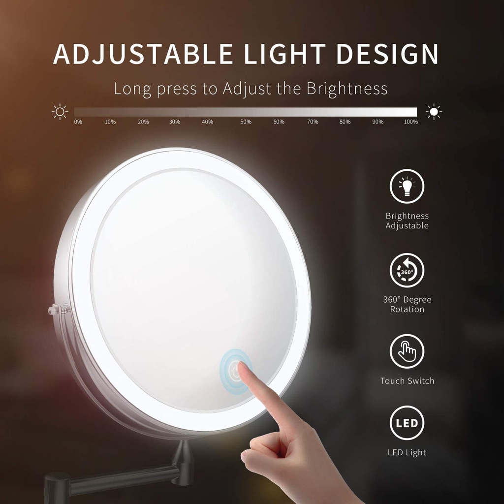 Gương đèn led Alvorog treo tường xoay 360 độ