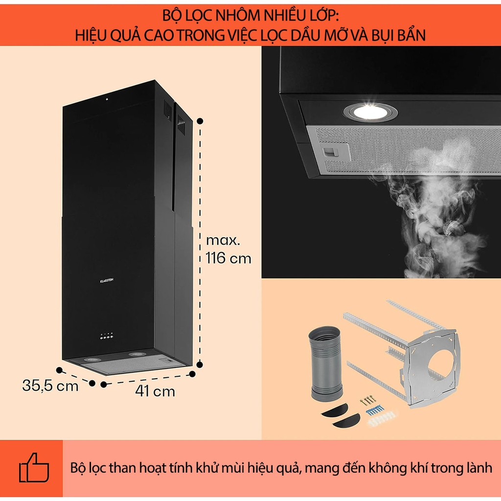 Máy hút mùi đảo Klarstein CGCH3-Structura