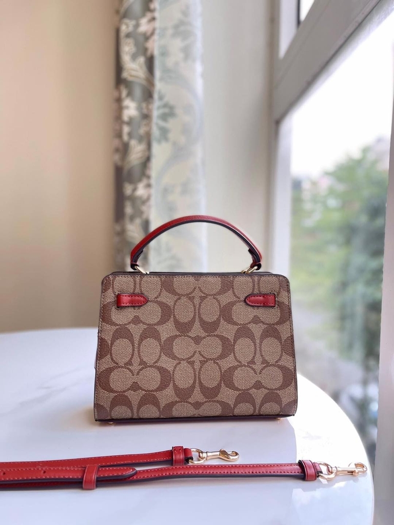 Coach Mini Lane Top Handle In Colorblock Signature Canvas