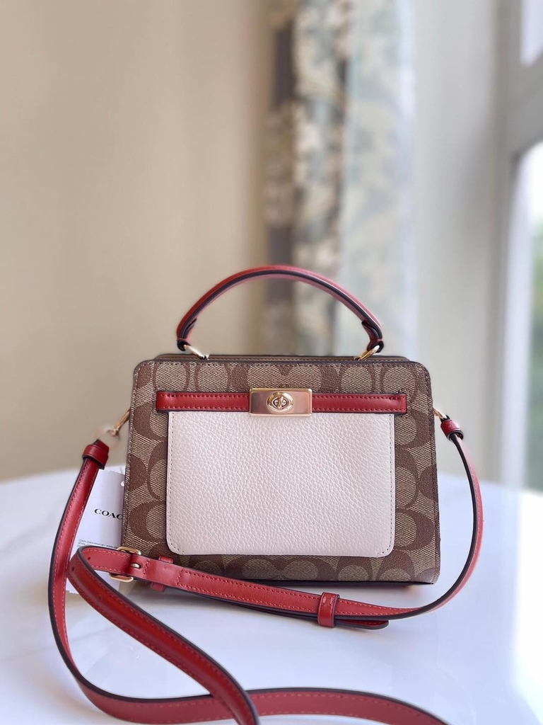 Coach Mini Lane Top Handle In Colorblock Signature Canvas