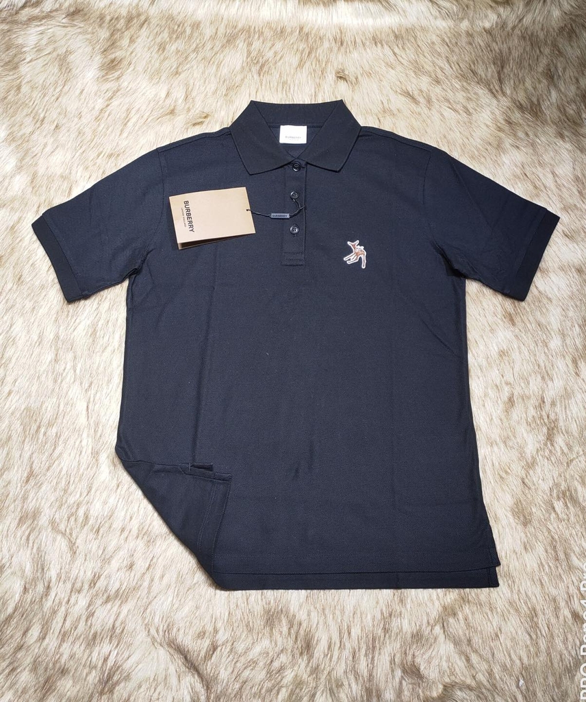 Áo polo unisex Burberry thêu logo Hươu