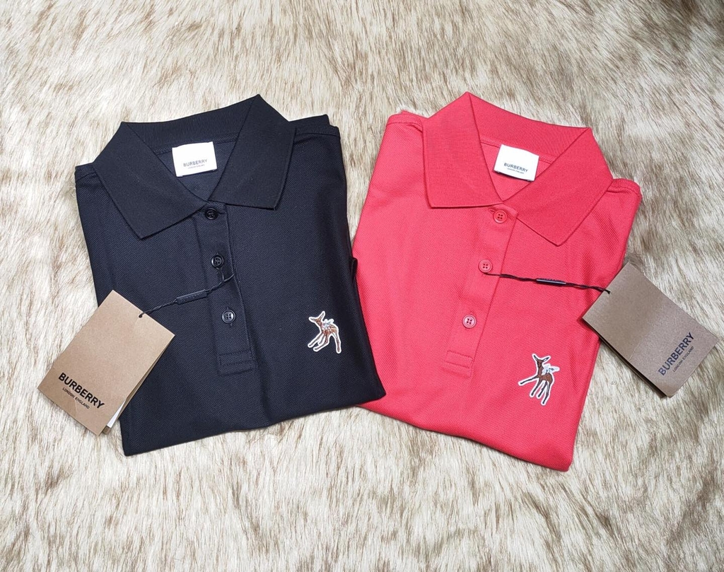 Áo polo unisex Burberry thêu logo Hươu