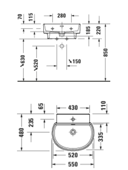 Chậu lavabo treo tường Duravit Balcoon DuraShield – Màu trắng .