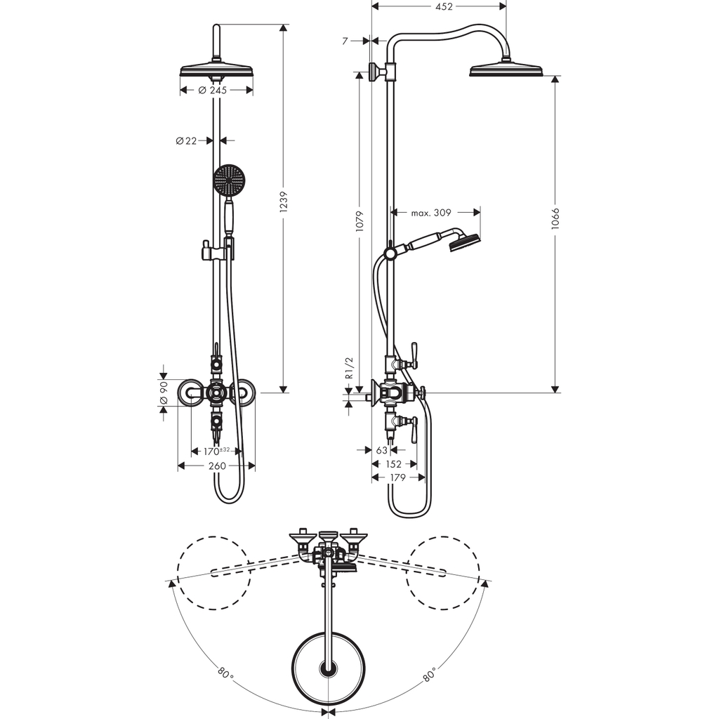 Sen cây Axor Montreux 240 16572000 Chrome