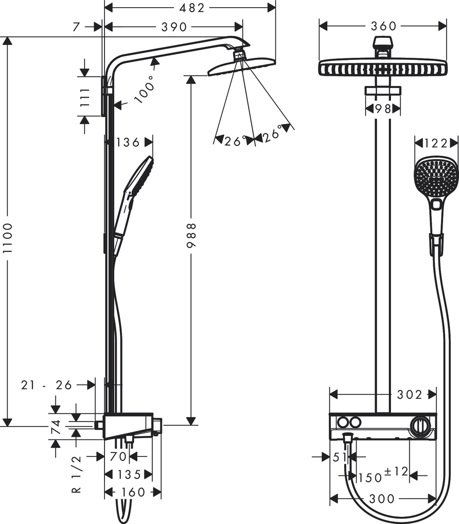 Sen cây Hansgrohe Raindance E 360 27288000