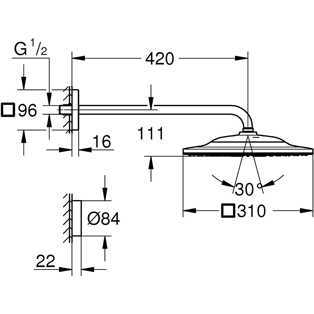 Sen tắm âm tường Grohe SmartConnect 310 26642000