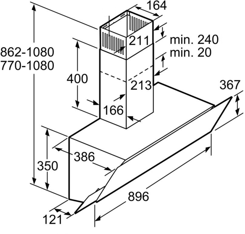 Hút mùi kính vát Siemens LC95KA670 - 90cm mặt kính đen
