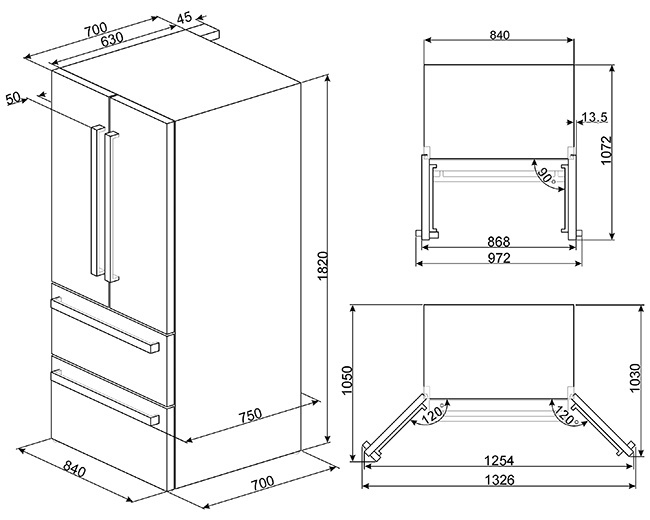 Tủ lạnh 4 ngăn Smeg FQ55FXDF Steel