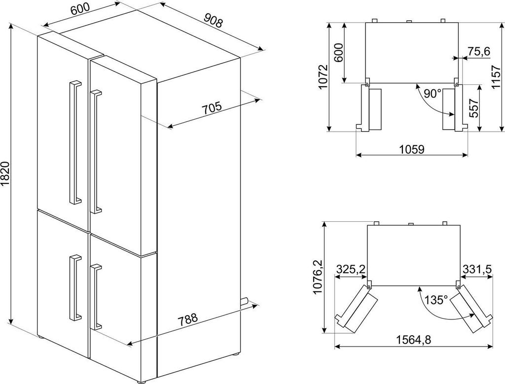 Tủ lạnh 4 ngăn SMEG FQ60CPO5 màu kem