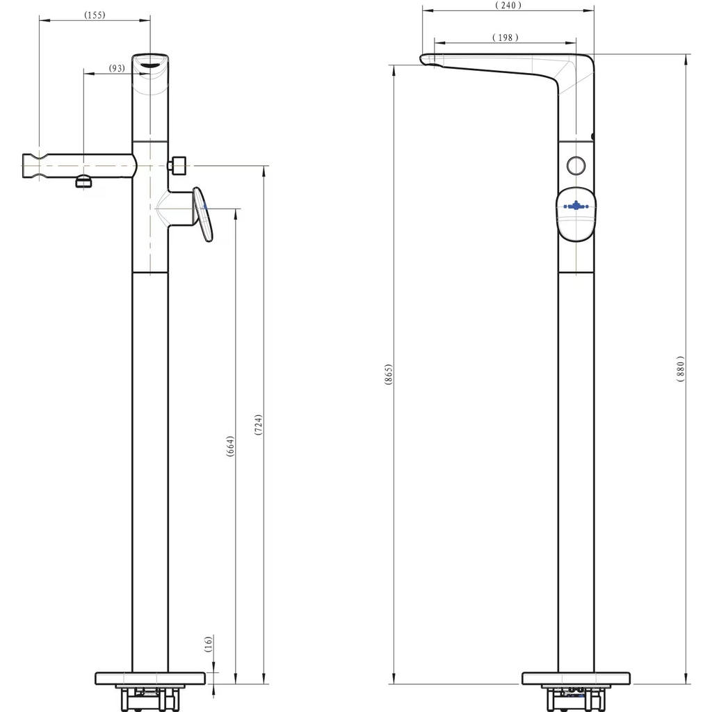 Vòi bồn tắm Villeroy & Boch Antao Single-Lever Bathtub Faucet, Chrome