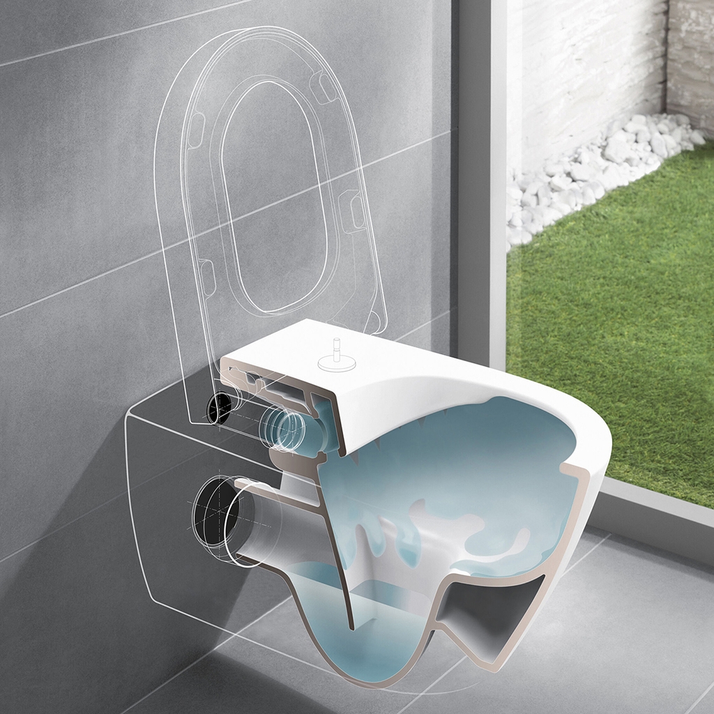 Bồn cầu treo tường Villeroy & Boch Venticello kèm nắp 4611RLR1