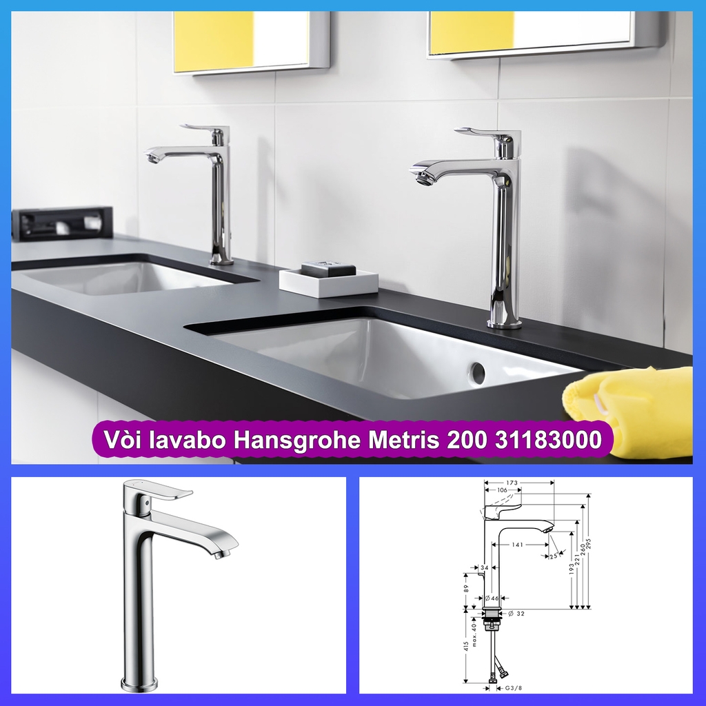 Vòi lavabo Hansgrohe Metris 200 31183000