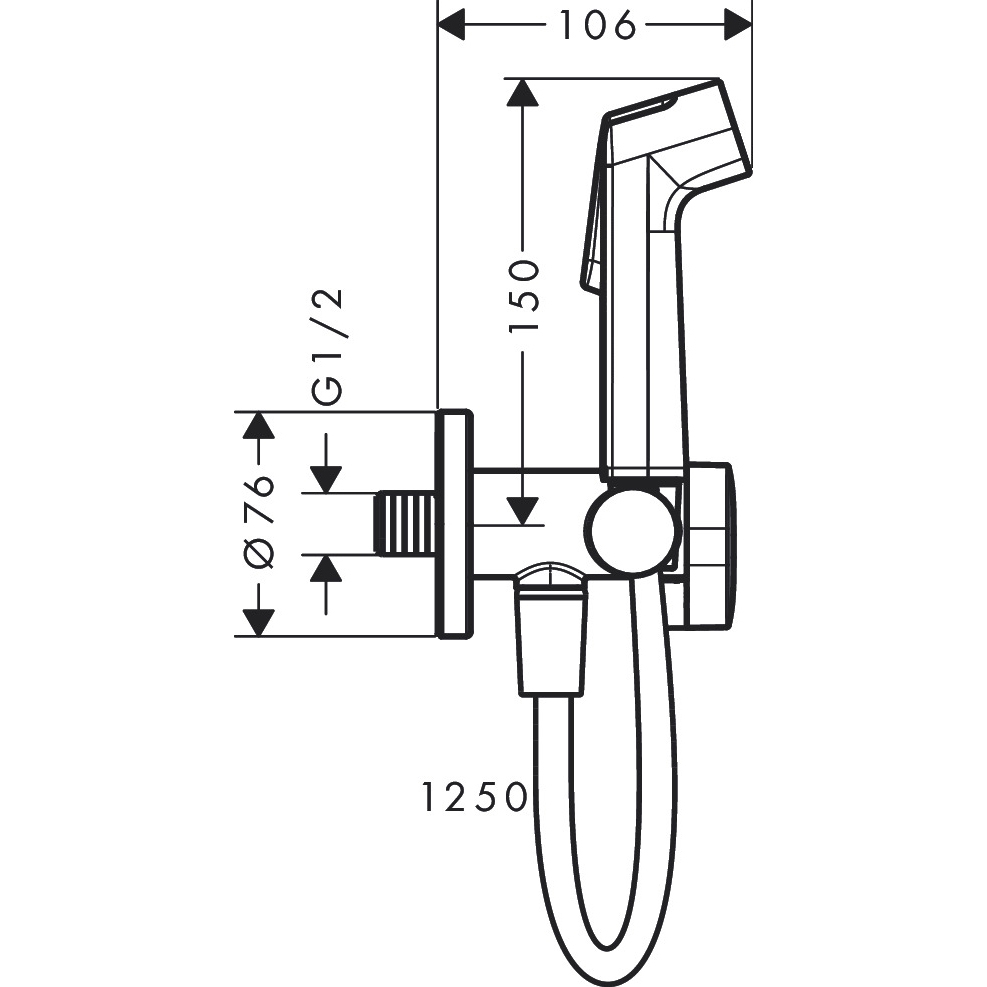 Vòi xịt WC kèm đầu cấp nước Hansgrohe 29230000
