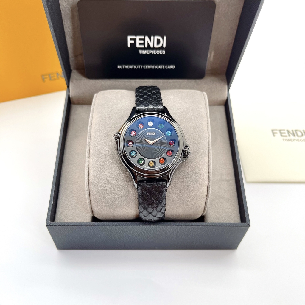 Fendi Crazy Carats Black Dial Leather Ladies Watch F110021011T05