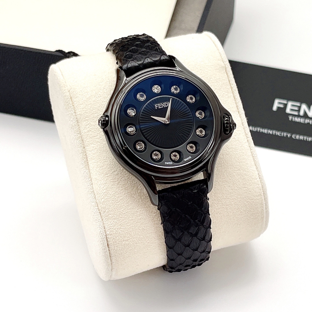 Fendi Crazy Carats Black Dial Leather Ladies Watch F110021011T05