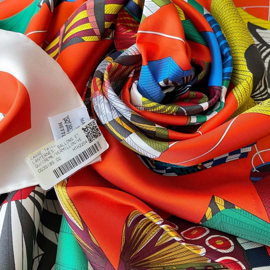 Khăn lụa Hermes Lanternes Ballons et Cocardes Scarf