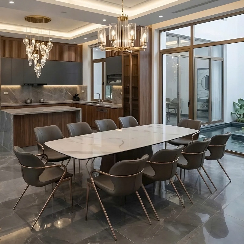 Bộ Bàn Ăn 10 Ghế Mặt Đá 2981S
