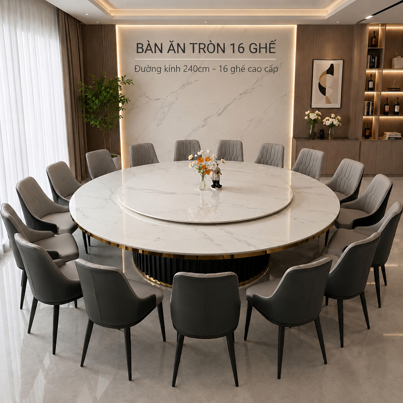 Bàn Ăn Tròn Cỡ Lớn 16 Người 2969S