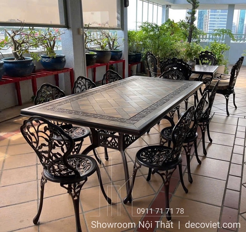 Bàn 8 Ghế Nhôm Đúc Ngoài Trời 2072T