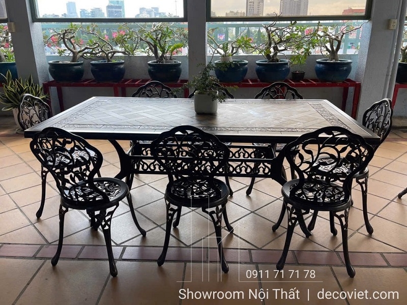 Bàn 8 Ghế Nhôm Đúc Ngoài Trời 2072T
