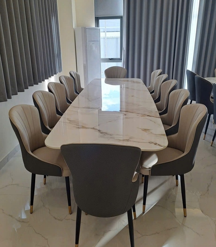 Bàn Ăn 12 Ghế Mặt Đá 3m2 2738S