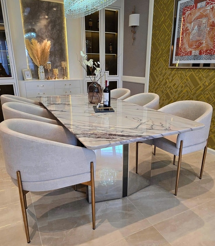 Bàn Ăn 6 Ghế Cao Cấp Mặt Đá 2799S