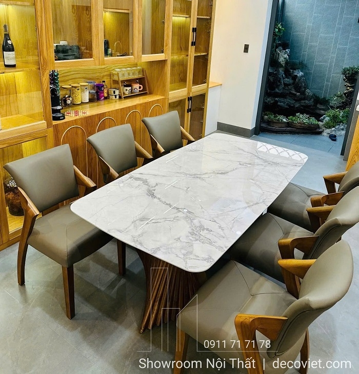 Bàn Ăn 6 Ghế Gỗ Ash Mặt Đá 2691S